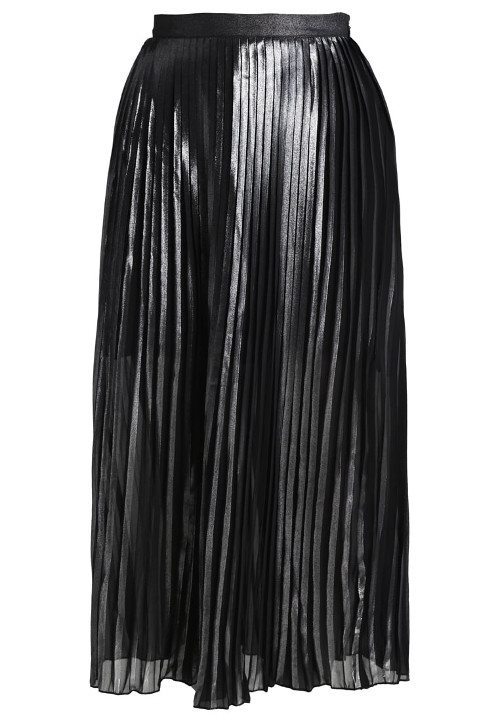 metaliczna spódnica plisowana czarna