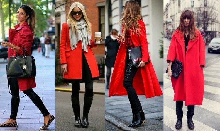 stylizacje z czerwonym płaszczem